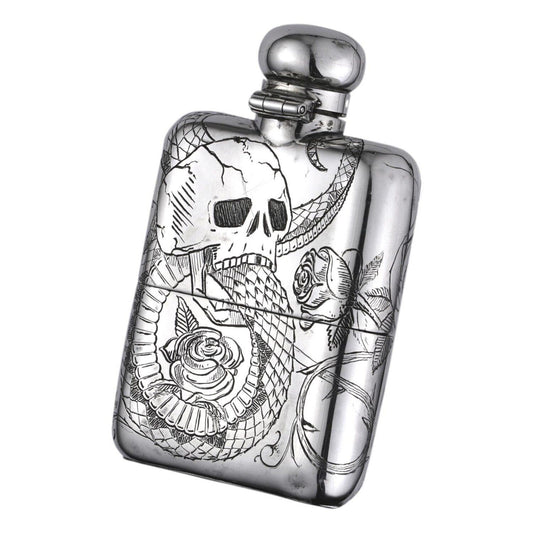 Silver Asclepius Hip Flask