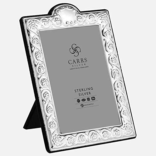 Traditional 6" x 4" Sterling Silver Photo Frame With Grey Velvet Back - 15 x 10cm (6" x 4")