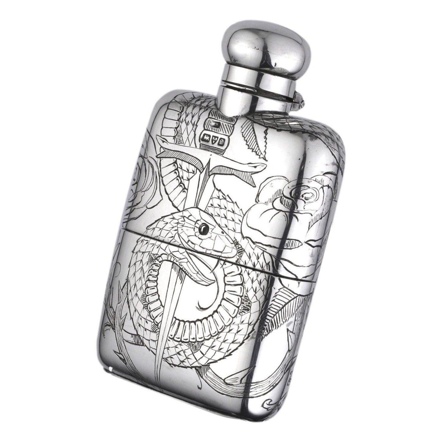 Silver Asclepius Hip Flask