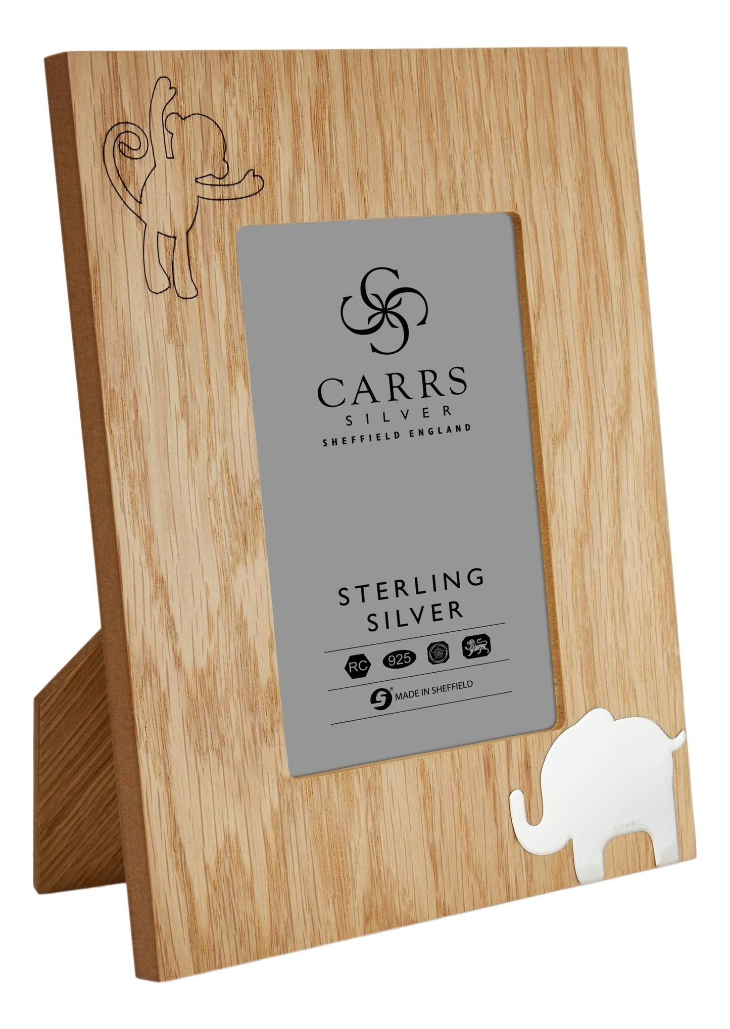 Oak Photo Frame Safari/Elephant Design - 6" x 4"