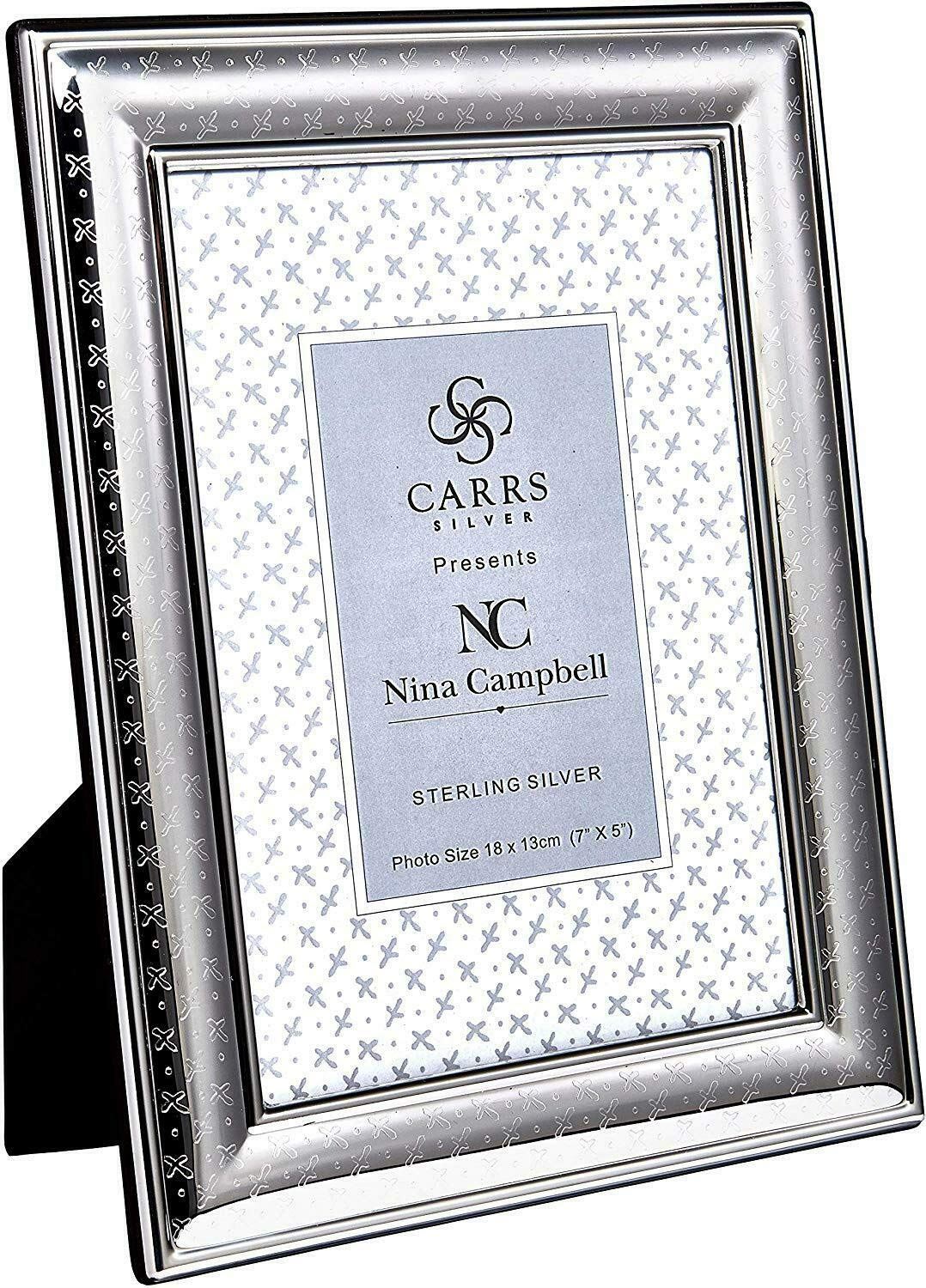 Nina Campbell Sterling Silver Sprig Engraved Photo Frame With Black Wood Back. 7" x 5"