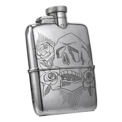 Skulls and Roses Hip Flask