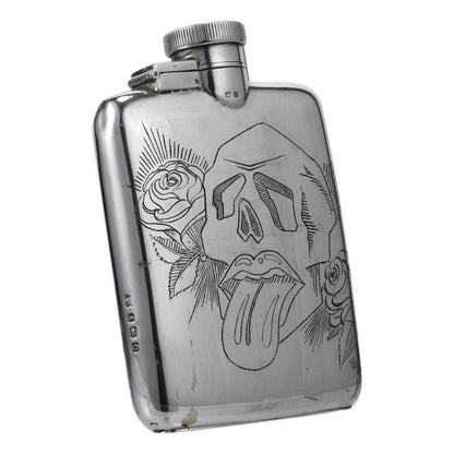 Skulls and Roses Hip Flask