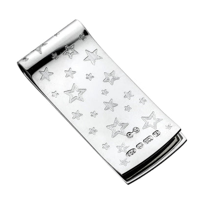 Hallmarked Silver Stars Money Clip